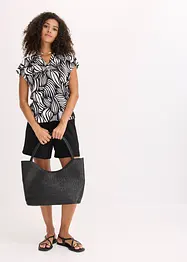 T-shirt col tunisien en viscose mélangée, bonprix