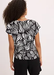 T-shirt col tunisien en viscose mélangée, bonprix
