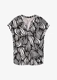T-shirt col tunisien en viscose mélangée, bonprix
