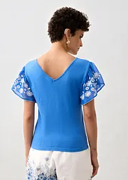 Haut en maille coton et soie avec manches en crêpe, bonprix