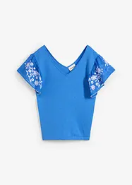 Haut en maille coton et soie avec manches en crêpe, bonprix