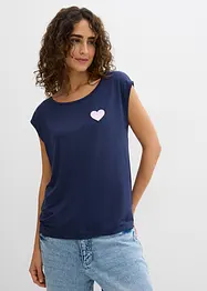 T-shirt court devant long derrière en viscose fluide, bonprix