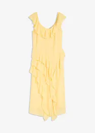 Robe en crêpe avec bretelles et volants, bonprix