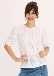 T-shirt en broderie anglaise avec volants, bonprix