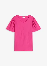 T-shirt en crêpe texturé à manches papillon, bonprix