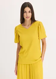T-shirt en crêpe texturé à manches papillon, bonprix