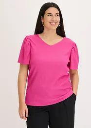 T-shirt en crêpe texturé à manches papillon, bonprix
