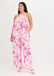 Pantalon large imprimé en viscose texturée, bonprix