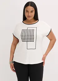 T-shirt à imprimé placé et passepoil contrastant, bonprix