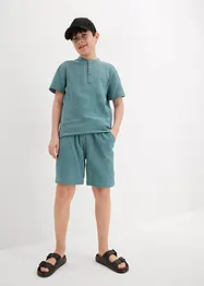 Chemise manches courtes à col montant en gaze de coton douce, bonprix