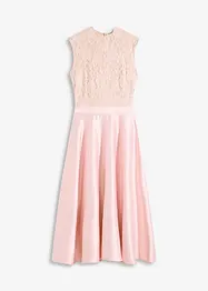 Robe midi en satin brillant avec haut en dentelle, bonprix