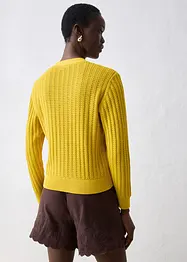 Gilet en maille ajourée avec lin, bonprix