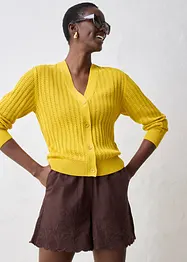 Gilet en maille ajourée avec lin, bonprix