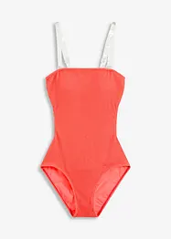 Maillot 1 pièce texturé à bretelles transparentes, bonprix