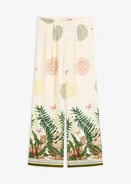 Pantalon à pinces en viscose avec imprimé bas de jambe, bonprix