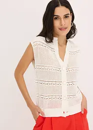 Gilet manches courtes en maille ajourée, bonprix