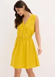 Robe en lin mélangé à finitions effilochées, bonprix