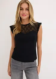 Top avec empiècement dentelle, bonprix