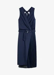 Robe midi aspect portefeuille à empiècement plissé, bonprix