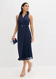 Robe midi aspect portefeuille à empiècement plissé, bonprix