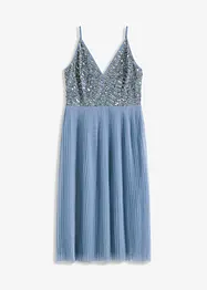 Robe midi à jupe plissée et sequins brodés, bonprix