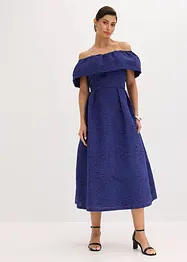 Robe à encolure Bardot en jacquard brillant, bonprix