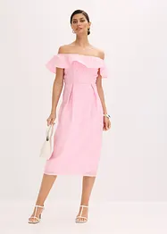 Robe à encolure Bardot en jacquard brillant, bonprix