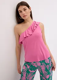 Top asymétrique avec volant en viscose douce et extensible, bonprix