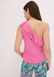 Top asymétrique avec volant en viscose douce et extensible, bonprix