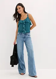 Jean large taille mi-haute, longueur sol, peu extensible, bonprix