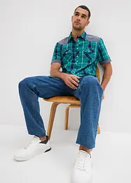 Chemise manches courtes avec empiècements denim, bonprix