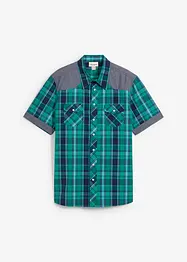 Chemise manches courtes avec empiècements denim, bonprix