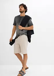 T-shirt col tunisien en 100% coton, aspect délavé, bonprix