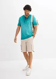 T-shirt col tunisien en 100% coton, aspect délavé, bonprix