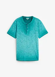 T-shirt col tunisien en 100% coton, aspect délavé, bonprix