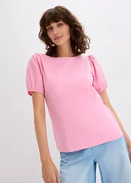 T-shirt en jersey avec manches bouffantes en popeline de coton, bonprix