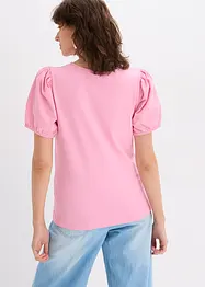 T-shirt en jersey avec manches bouffantes en popeline de coton, bonprix