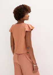 Blouse légèrement brillante à mancherons volantés, bonprix