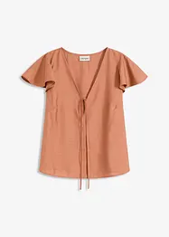 Blouse légèrement brillante à mancherons volantés, bonprix