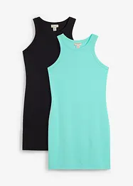 Lot de 2 robes à bretelles en interlock 100% coton, bonprix