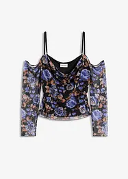 Haut col Bardot en mesh, bonprix