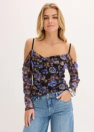 Haut col Bardot en mesh, bonprix