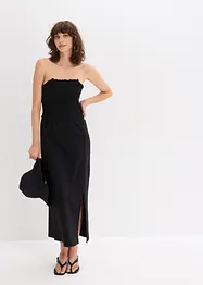 Robe midi en jersey avec empiècement smocké et fente, bonprix