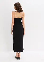 Robe midi en jersey avec empiècement smocké et fente, bonprix