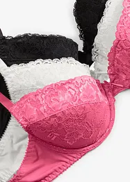 Lot de 3 soutiens-gorge push-up avec dentelle, bonprix