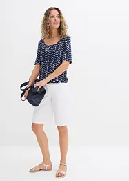 T-shirt côtelé à imprimé floral, manches coude, bonprix