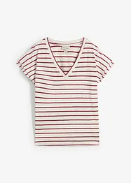 T-shirt rayé à manches volantées, bonprix