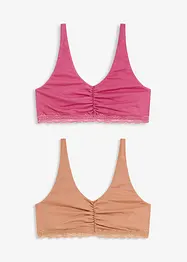 Lot de 2 soutiens-gorge bralette coton et dentelle, bonprix