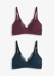 Lot de 2 soutiens-gorge coton à coques sans armatures, bonprix