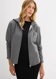 Sweat zippé à capuche en matière néoprène douce, bonprix